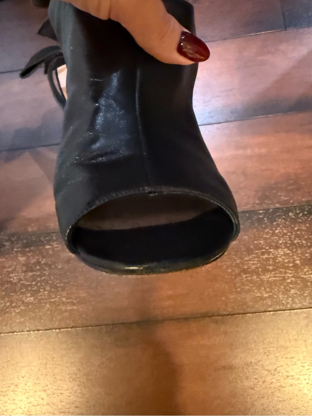kate spade Black Leather Peep-Toe Heel with Back Bow - Picture 8 of 10